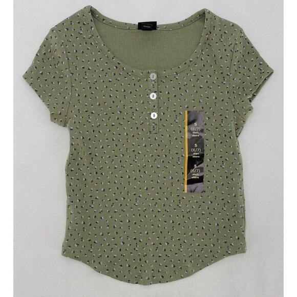 Art Class Girl's Short Sleeve Floral Green Ribbed T-Shirt Size Small 6/7 - Picture 1 of 6